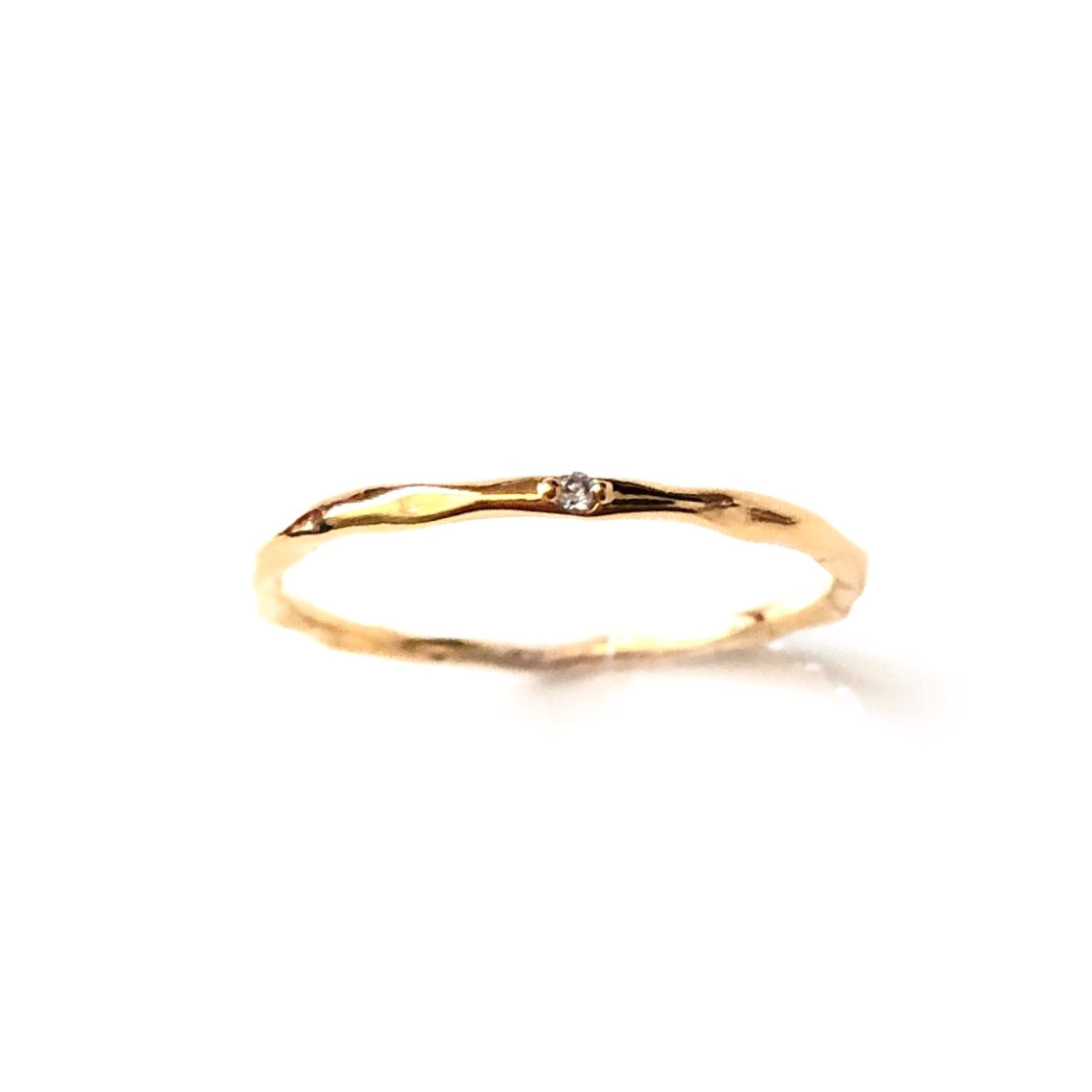 CZ Hammered Stacker Ring